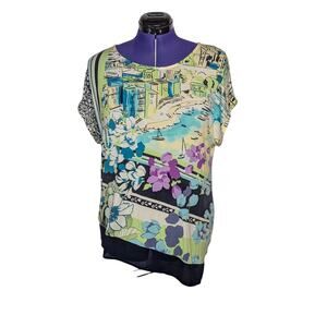 Christopher Banks Asymmetrical Floral Blouse. Size L. Pre-Owned.